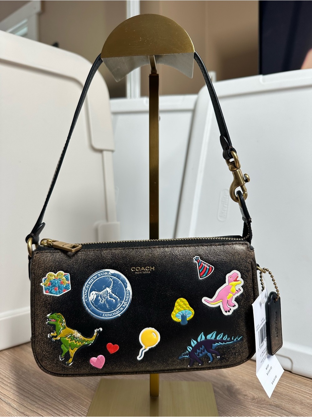Coach Rexy 10th Birthday Plaza Bag 18 In Loved Leather With Sticker Print NWT